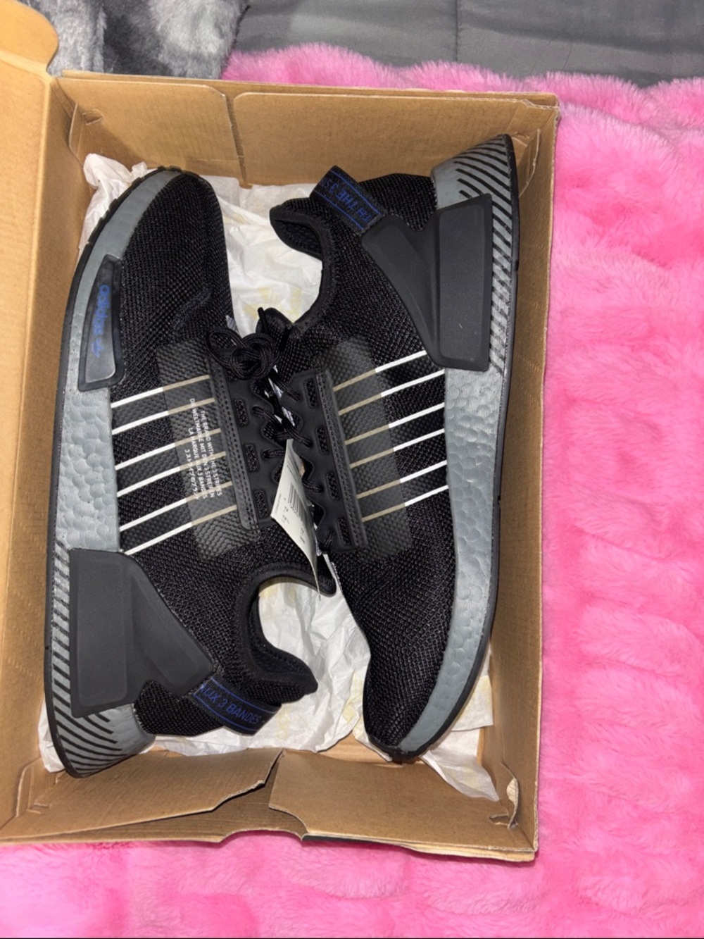 NMD _R1.V2 adidas Black Sneakers with White Stripe Accents - Picture 5 of 6